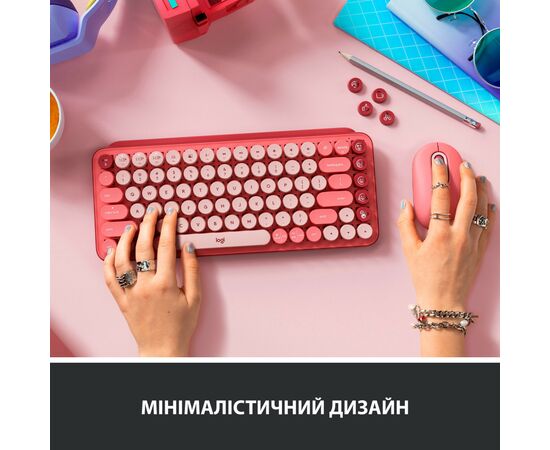 Клавиатура Logitech POP Keys Wireless Mechanical Keyboard Rose (920-010718), изображение 5 Клавиатура Logitech POP Keys Wireless Mechanical Keyboard Rose (920-010718), изображение 5