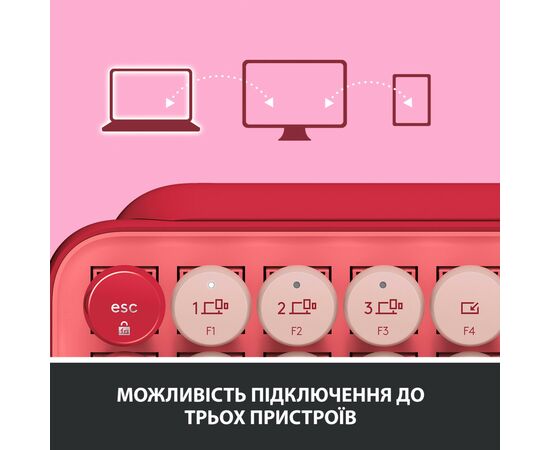 Клавиатура Logitech POP Keys Wireless Mechanical Keyboard Rose (920-010718), изображение 7 Клавиатура Logitech POP Keys Wireless Mechanical Keyboard Rose (920-010718), изображение 7