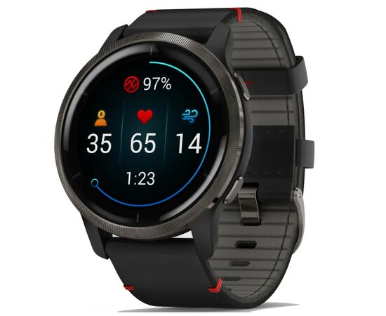 Смарт-часы Garmin Venu 2, GPS, Wi-Fi, Black + Slate, Leather, GPS (010-02430-21)