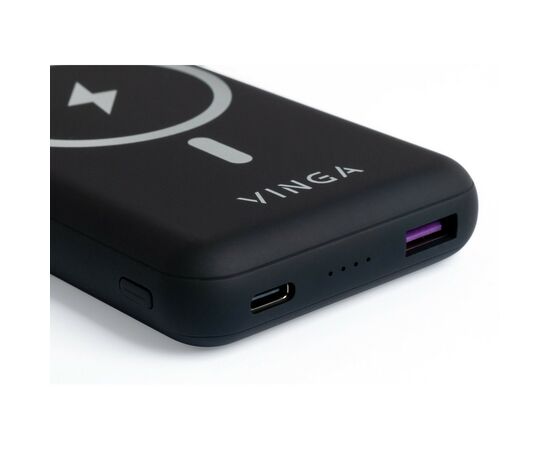 Батарея универсальная Vinga 10000 mAh Wireless Magnetic QC+PD (VPBAMS10BK), изображение 4 Батарея универсальная Vinga 10000 mAh Wireless Magnetic QC+PD (VPBAMS10BK), изображение 4