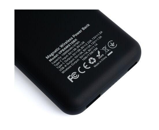 Батарея универсальная Vinga 10000 mAh Wireless Magnetic QC+PD (VPBAMS10BK), изображение 5 Батарея универсальная Vinga 10000 mAh Wireless Magnetic QC+PD (VPBAMS10BK), изображение 5