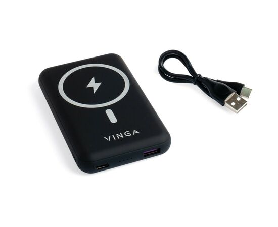 Батарея универсальная Vinga 10000 mAh Wireless Magnetic QC+PD (VPBAMS10BK), изображение 6 Батарея универсальная Vinga 10000 mAh Wireless Magnetic QC+PD (VPBAMS10BK), изображение 6