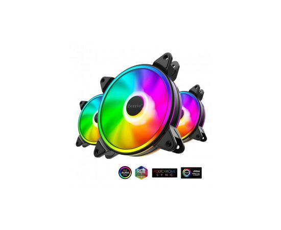 Кулер для корпуса Zezzio ZF-120 FRGB 3 in 1 Kit, изображение 2 Кулер для корпуса Zezzio ZF-120 FRGB 3 in 1 Kit, изображение 2