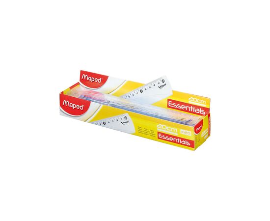 Линейка Maped пластиковая ESSENTIALS, 20см, прозрачный (MP.146112), изображение 2 Линейка Maped пластиковая ESSENTIALS, 20см, прозрачный (MP.146112), изображение 2
