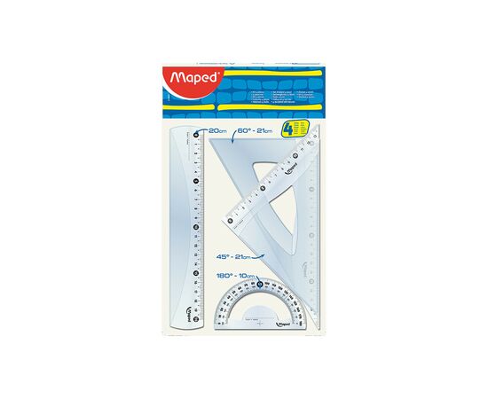 Линейка Maped набор ESSENTIALS Medium, 20см, 4 предмета, прозрачный (MP.242820)