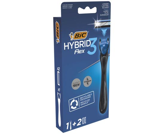 Бритва Bic Flex 3 Hybrid з 2 змінними картриджами (3086123519114)
