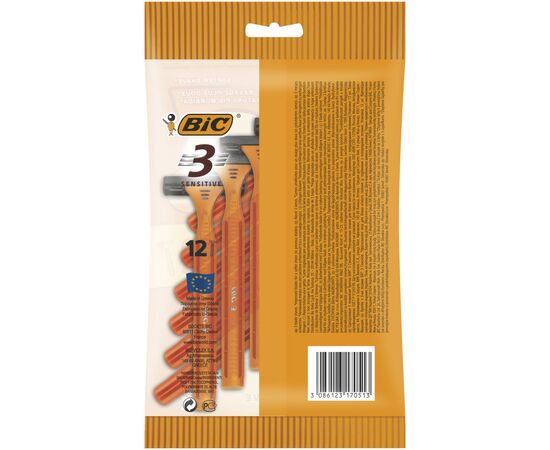 Бритва Bic 3 Sensitive 12 шт. (3086123170513), изображение 2 Бритва Bic 3 Sensitive 12 шт. (3086123170513), изображение 2