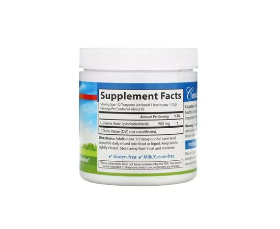 Амінокислота Carlson L-лізин у порошку, L-Lysine, Amino Acid Powder, 100 гр (CAR-06885), зображення 2 Амінокислота Carlson L-лізин у порошку, L-Lysine, Amino Acid Powder, 100 гр (CAR-06885), зображення 2