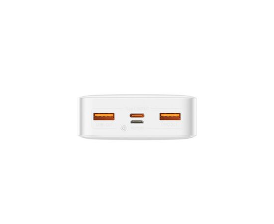 Батарея универсальная Baseus Bipow 20000mAh, PD/20W, QC3.0/USB-C, 2*USB-A/3A(max.), white (PPDML-M02), изображение 4 Батарея универсальная Baseus Bipow 20000mAh, PD/20W, QC3.0/USB-C, 2*USB-A/3A(max.), white (PPDML-M02), изображение 4