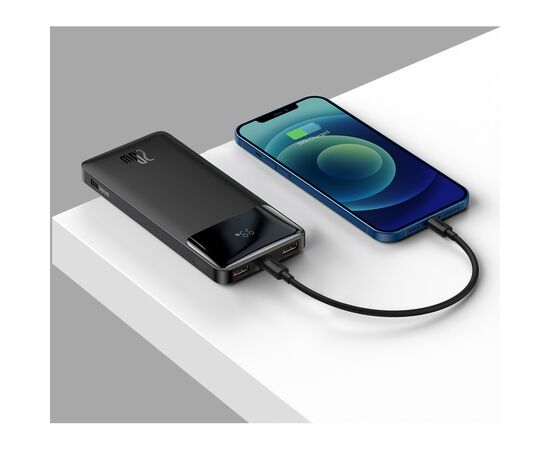Батарея универсальная Baseus Bipow 10000mAh, PD/20W, QC/3.0, USB-C, 2*USB-A, black (PPDML-L01), изображение 7 Батарея универсальная Baseus Bipow 10000mAh, PD/20W, QC/3.0, USB-C, 2*USB-A, black (PPDML-L01), изображение 7