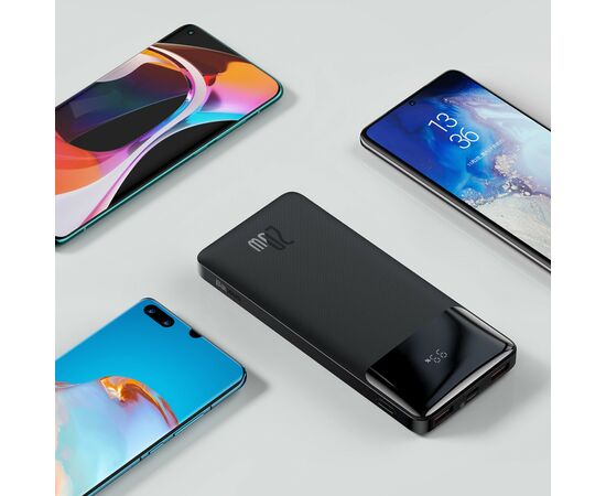 Батарея универсальная Baseus Bipow 10000mAh, PD/20W, QC/3.0, USB-C, 2*USB-A, black (PPDML-L01), изображение 9 Батарея универсальная Baseus Bipow 10000mAh, PD/20W, QC/3.0, USB-C, 2*USB-A, black (PPDML-L01), изображение 9