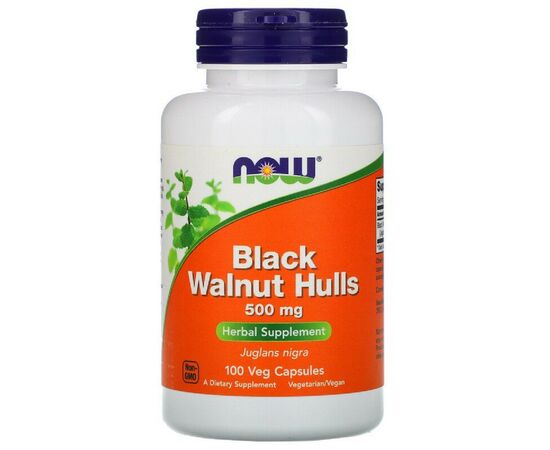Травы Now Foods Черный Орех 500 мг, Black Walnut Hulls, 100 вегетарианских (NOW-04606)