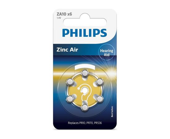 Батарейка Philips ZA10 Zinc Air 1.4V (PR10,10A,AC230E/EZ,PR230,PR70,PR536,DA10 (ZA10B6A/00)