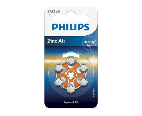 Батарейка Philips ZA13 Zinc Air 1.4V (PR48,PR13,AC13,DA13,AG5) * 6 (ZA13B6A/00)