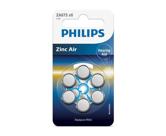 Батарейка Philips ZA675H Zinc Air 1.4V (PR44,675A,AC675E/EZ,PR675,DA675) * 6 (ZA675B6A/00)