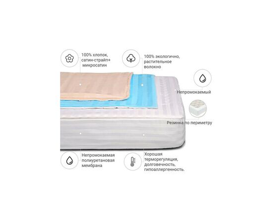 Наматрасник MirSon хлопковый Carmela Waterproof Cotton 273/2 160x200 см (2200000362346), изображение 2