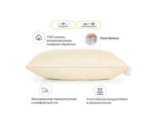 Подушка MirSon 1481 Carmela memory effekt Средняя 70х70 см (2200001540194), изображение 3