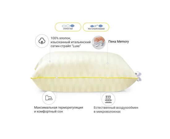 Подушка MirSon 1485 Carmela Hand Made memory effekt Высокая 40х40 см (2200003263350), изображение 2 Подушка MirSon 1485 Carmela Hand Made memory effekt Высокая 40х40 см (2200003263350), изображение 2