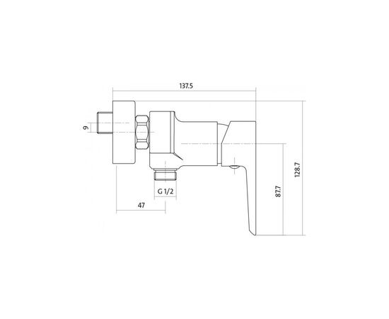 Смеситель Cersanit MILLE для душу (S951-031), изображение 2 Смеситель Cersanit MILLE для душу (S951-031), изображение 2