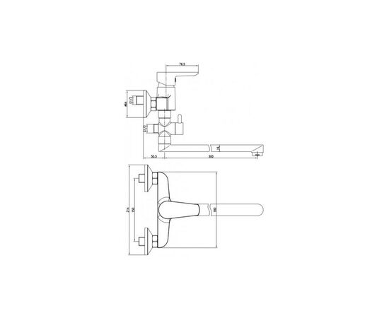 Смеситель Cersanit VERO для ванной и душа Long Spout (S951-242), изображение 3 Смеситель Cersanit VERO для ванной и душа Long Spout (S951-242), изображение 3