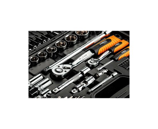 Набор инструментов Neo Tools 1/2", 1/4", CrV, 77 шт. (08-915), изображение 2 Набор инструментов Neo Tools 1/2", 1/4", CrV, 77 шт. (08-915), изображение 2