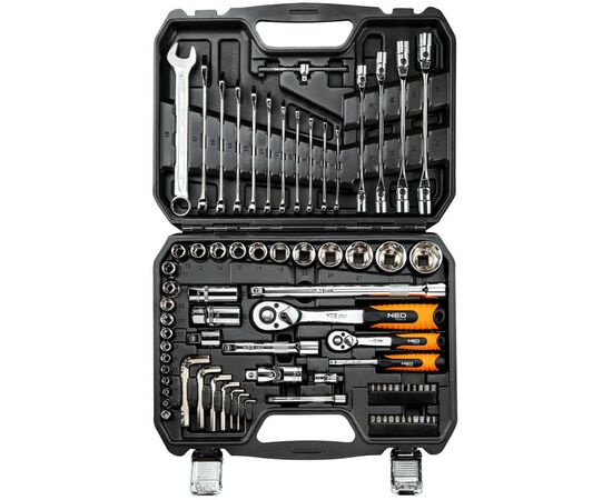 Набор инструментов Neo Tools 1/2", 1/4", CrV, 77 шт. (08-915), изображение 6 Набор инструментов Neo Tools 1/2", 1/4", CrV, 77 шт. (08-915), изображение 6