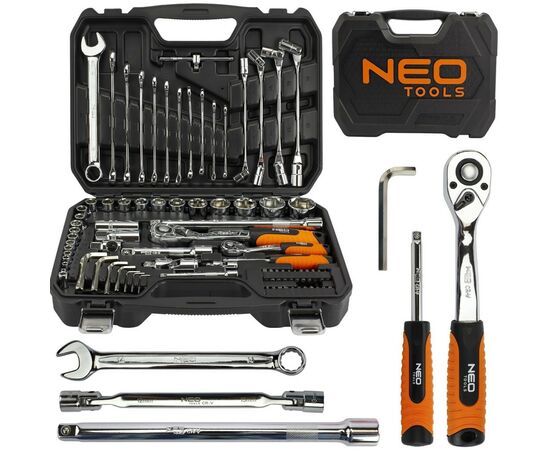 Набір інструментів Neo Tools 1/2", 1/4", CrV, 77 шт. (08-915)