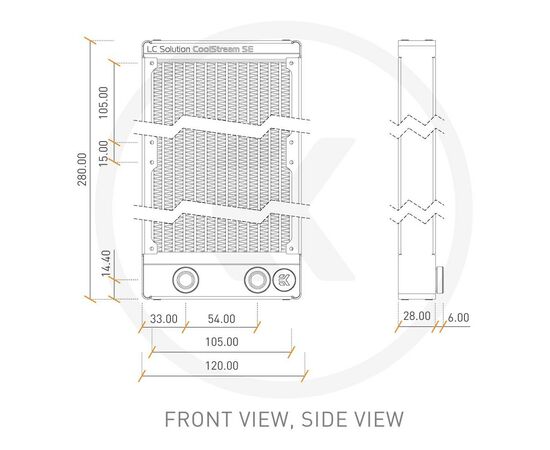 Радиатор охлаждения Ekwb EK-CoolStream SE 240 (Slim Dual) (3831109860465), изображение 3 Радиатор охлаждения Ekwb EK-CoolStream SE 240 (Slim Dual) (3831109860465), изображение 3