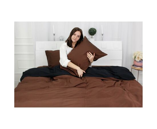 Постільна білизна MirSon King Size Сатин Premium 0211+0055 Dark Chocolate 220х240 (2200001169616), зображення 4 Постільна білизна MirSon King Size Сатин Premium 0211+0055 Dark Chocolate 220х240 (2200001169616), зображення 4