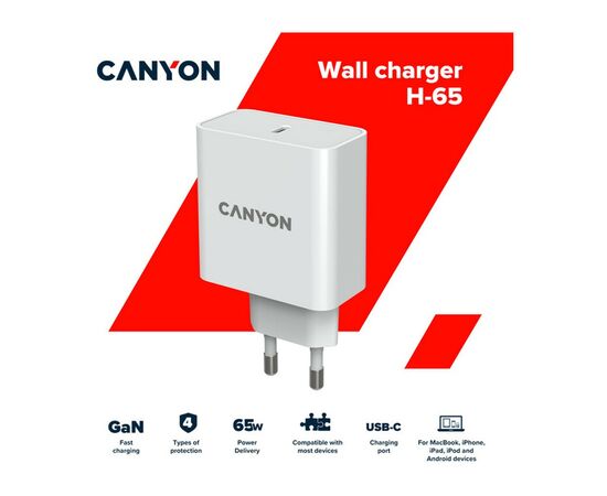 Зарядное устройство Canyon GAN 65W (CND-CHA65W01), изображение 4 Зарядное устройство Canyon GAN 65W (CND-CHA65W01), изображение 4