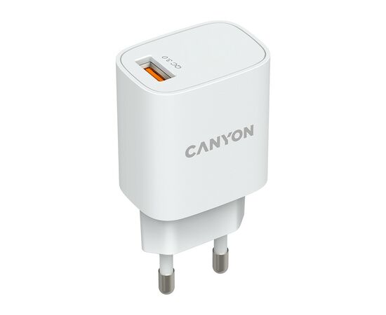 Зарядное устройство Canyon Wall charger 1*USB, QC3.0 18W (CNE-CHA18W), изображение 2 Зарядное устройство Canyon Wall charger 1*USB, QC3.0 18W (CNE-CHA18W), изображение 2
