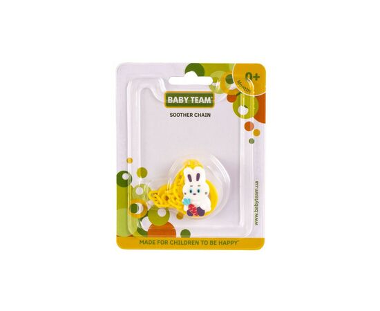Клипса для пустышек Baby Team Зверюшки, желтый (3332_зайчик), изображение 2