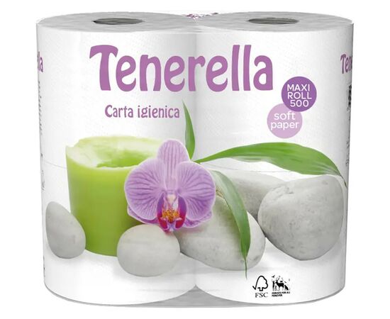 Туалетний папір Tenerella Maxi Roll 2 шари 500 відривів 4 рулони (8021161009307)