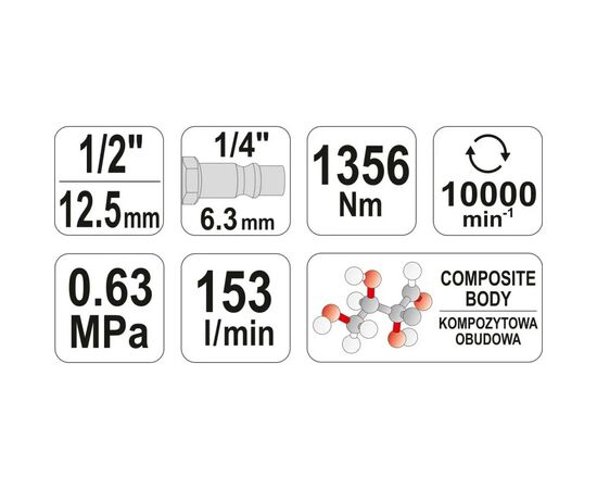 Гайковерт Yato пневматичний YT-0953 (YT-0953), зображення 2 Гайковерт Yato пневматичний YT-0953 (YT-0953), зображення 2