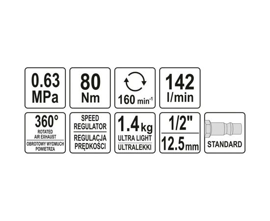 Гайковерт Yato пневматический YT-09803 (YT-09803), изображение 4 Гайковерт Yato пневматический YT-09803 (YT-09803), изображение 4