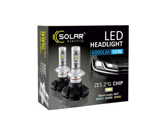 Автолампа SOLAR H4 12/24V 6000Lm 50W ZES Chip (8804), изображение 4 Автолампа SOLAR H4 12/24V 6000Lm 50W ZES Chip (8804), изображение 4