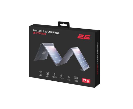Портативная солнечная панель 2E Sun Panel 22W 2*USB-A 5V/2.4A (2E-PSP0020), изображение 2 Портативная солнечная панель 2E Sun Panel 22W 2*USB-A 5V/2.4A (2E-PSP0020), изображение 2