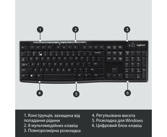 Клавиатура Logitech K270 Wireless UA Black (920-003738), изображение 6 Клавиатура Logitech K270 Wireless UA Black (920-003738), изображение 6