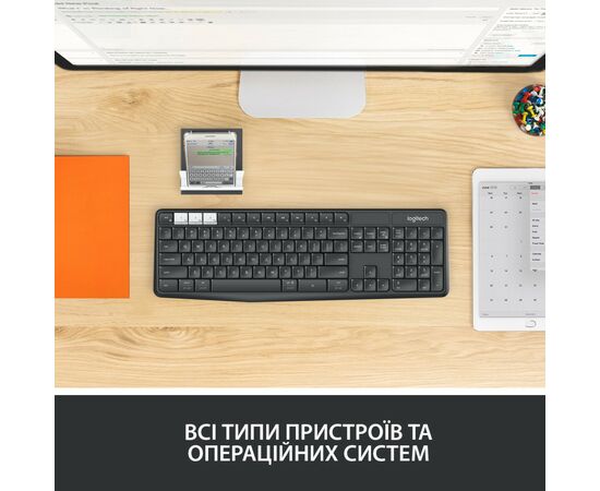 Клавиатура Logitech K375s Multi-Device Wireless UA Graphite (920-008181), изображение 7 Клавиатура Logitech K375s Multi-Device Wireless UA Graphite (920-008181), изображение 7