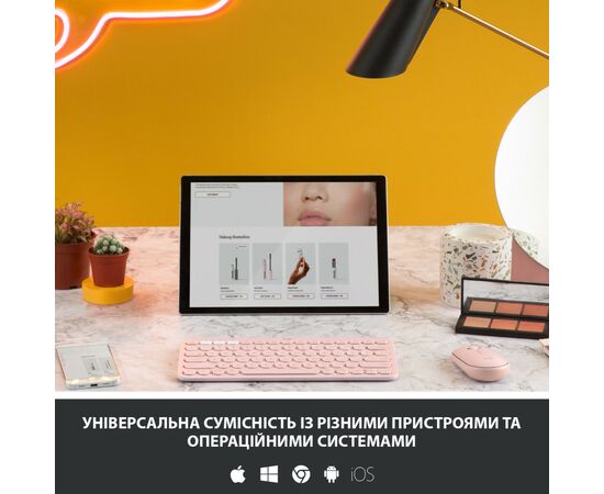 Клавіатура Logitech K380 Multi-Device Bluetooth UA Rose (920-009867), зображення 4 Клавіатура Logitech K380 Multi-Device Bluetooth UA Rose (920-009867), зображення 4