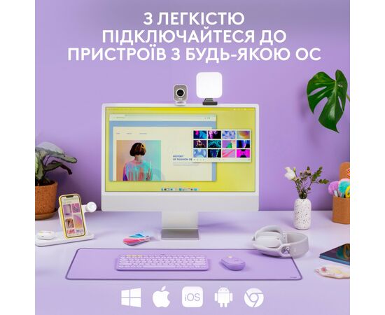 Клавиатура Logitech K380 Multi-Device Bluetooth UA Lavender Lemonade (920-011166), изображение 4 Клавиатура Logitech K380 Multi-Device Bluetooth UA Lavender Lemonade (920-011166), изображение 4