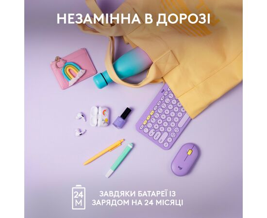 Клавиатура Logitech K380 Multi-Device Bluetooth UA Lavender Lemonade (920-011166), изображение 5 Клавиатура Logitech K380 Multi-Device Bluetooth UA Lavender Lemonade (920-011166), изображение 5