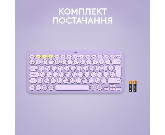 Клавиатура Logitech K380 Multi-Device Bluetooth UA Lavender Lemonade (920-011166), изображение 9 Клавиатура Logitech K380 Multi-Device Bluetooth UA Lavender Lemonade (920-011166), изображение 9