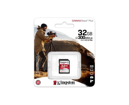 Карта памяти Kingston 32GB class 10 UHS-II U3 Canvas React Plus (SDR2/32GB), изображение 3 Карта памяти Kingston 32GB class 10 UHS-II U3 Canvas React Plus (SDR2/32GB), изображение 3