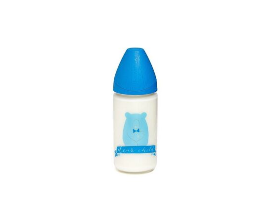 Бутылочка для кормления Suavinex Смысл жизни, 240 мл, стеклянная, синяя (303489)
