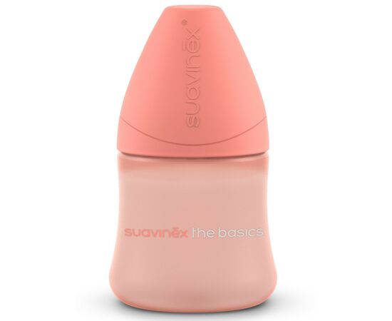Бутылочка для кормления Suavinex Basics 150мл, 2шт. круглая соска медленный поток, розовая (307605/2)