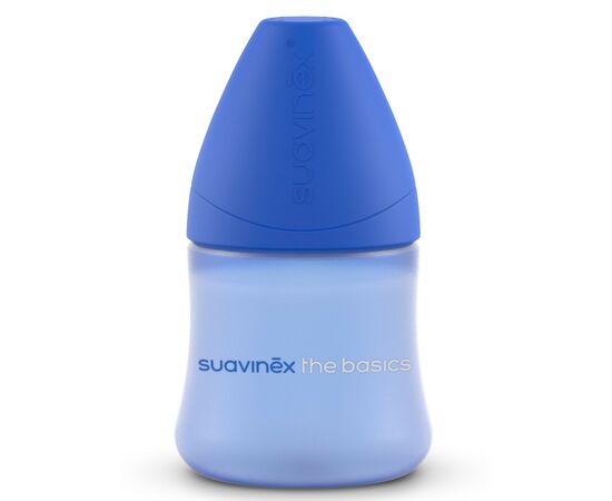 Бутылочка для кормления Suavinex Basics 150мл, 2шт. круглая соска медленный поток, синяя (307605/3)