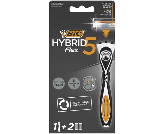 Бритва Bic Flex 5 Hybrid з 2 змінними картриджами (3086123644922)