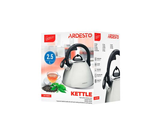 Чайник Ardesto Gemini 2.5 л Grey (AR1948KS), изображение 8 Чайник Ardesto Gemini 2.5 л Grey (AR1948KS), изображение 8