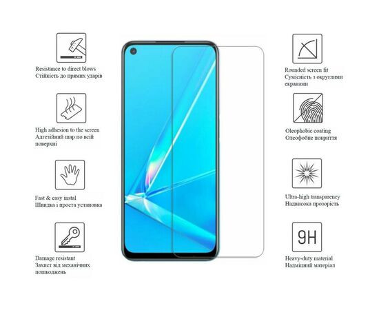 Скло захисне Drobak OPPO A76 (505042), зображення 2 Скло захисне Drobak OPPO A76 (505042), зображення 2